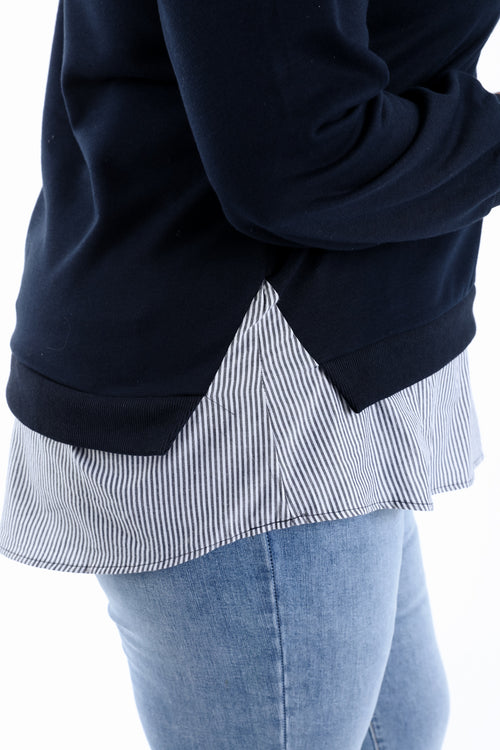 Sweat Bonjour met nep-overhemd-Paprika-7