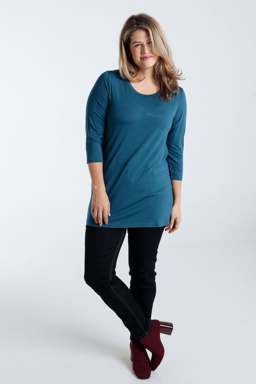 Basic effen viscose T-shirt-Paprika-9