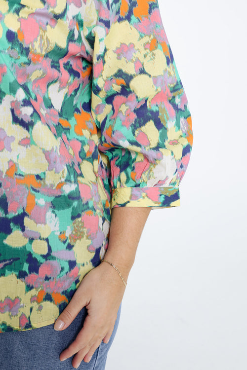 Bloes van katoen met bloemenprint-Paprika-6