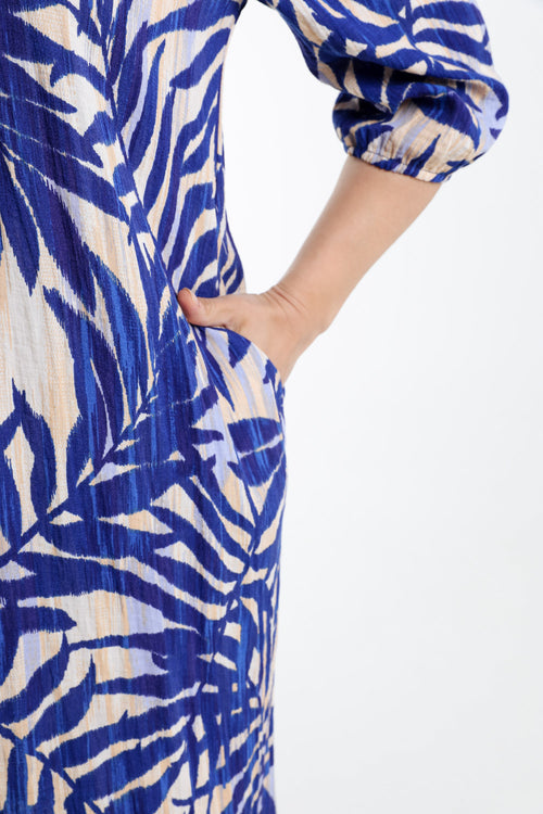 Jurk van viscose met bladenprint-Paprika-5