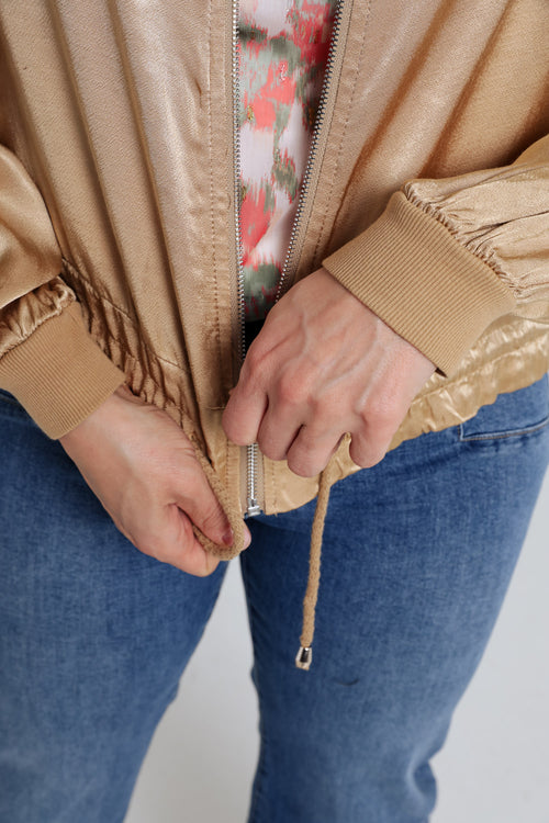 Bomber unicolor in viscose met satijnen effect-Paprika-6