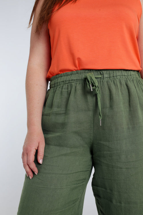 Effen linnen broek-Paprika-3