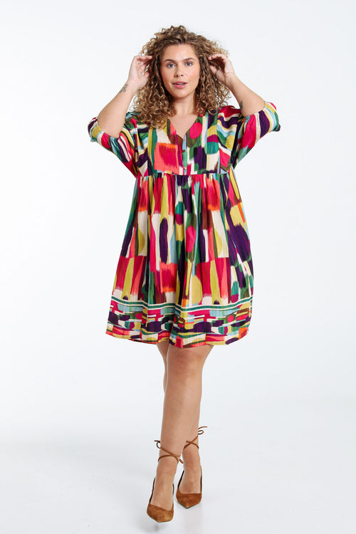 Jurk van viscose met grafische print-Paprika-9