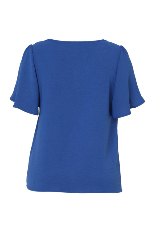 Effen blouse met lurex detail-Paprika-11