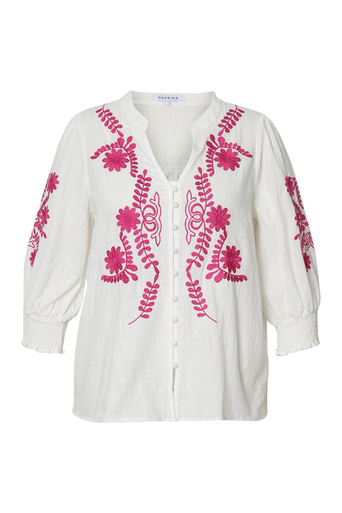 Katoenen blouse met borduursels-Paprika-1