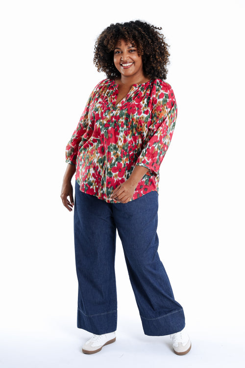 Blouse en coton imprimé floral-Paprika-7