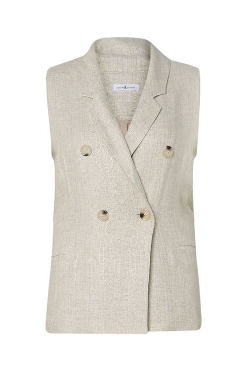 Gilet van viscose en lin met lurex-Paprika-10