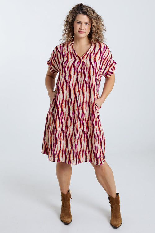 Jurk van viscose met etnische print-Paprika-8