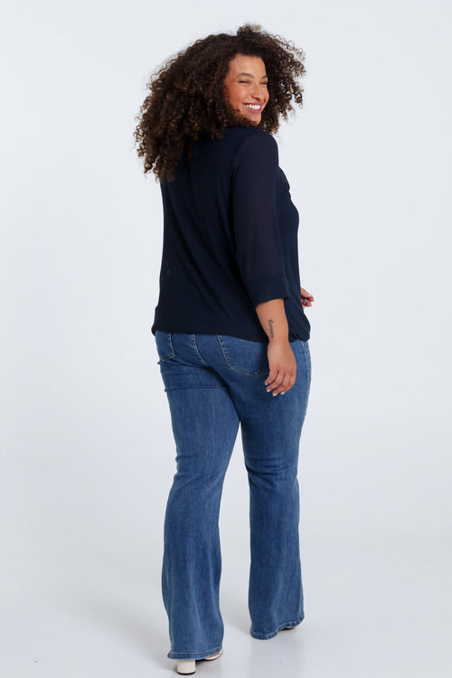 Effen blouse met sieraden-Paprika-2