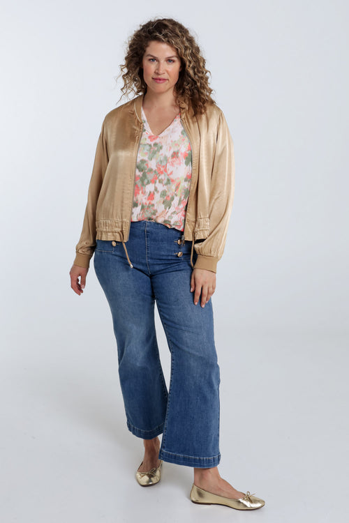 Bomber unicolor in viscose met satijnen effect-Paprika-9