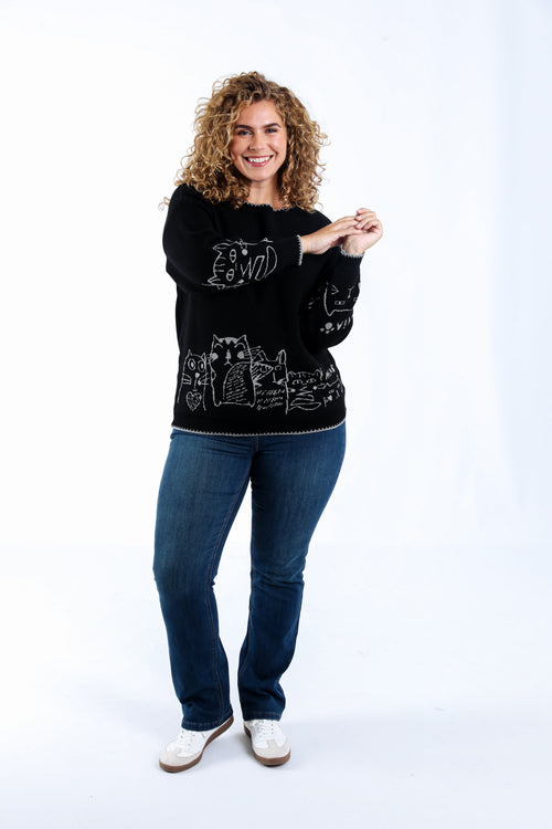 Trui met kattenprint-Paprika-6