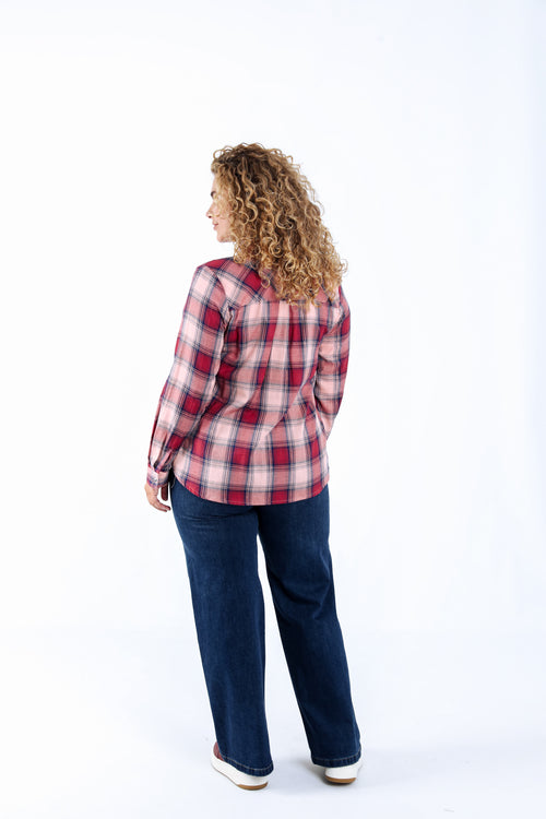 Chemise en coton à carreaux avec lurex-Paprika-2
