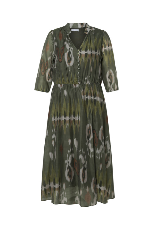 Robe longue en viscose imprimé ethnique-Paprika-10