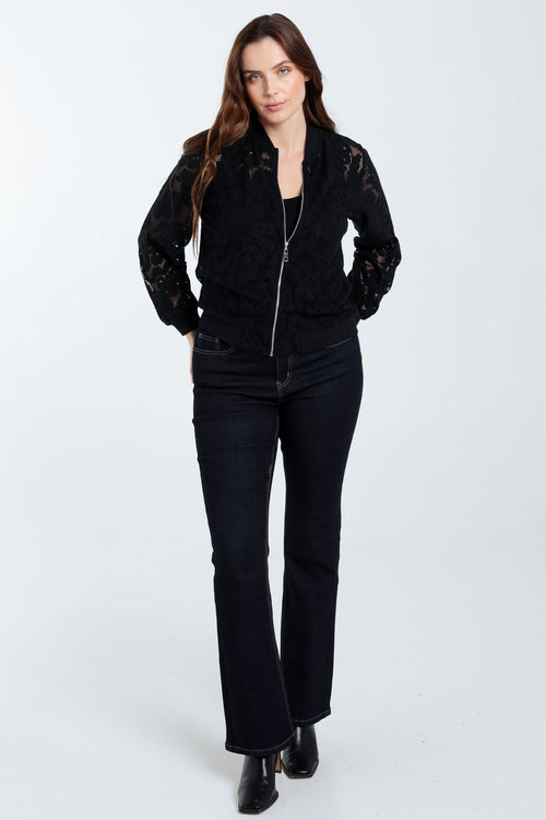 Bomberjack van mesh met bloemenprint-Paprika-7