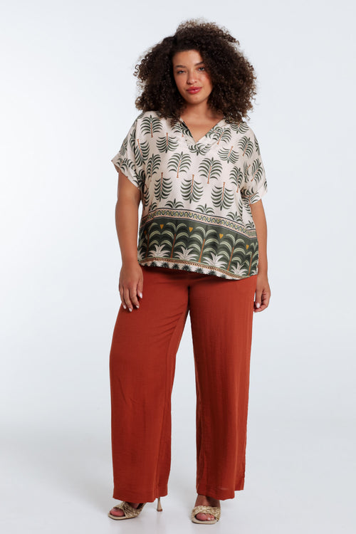 Blouse van viscose met palmprint-Paprika-8