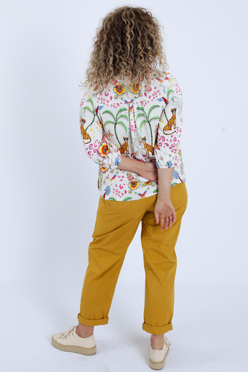 Blouse van viscose met tijger- en bloemenprint-Paprika-2