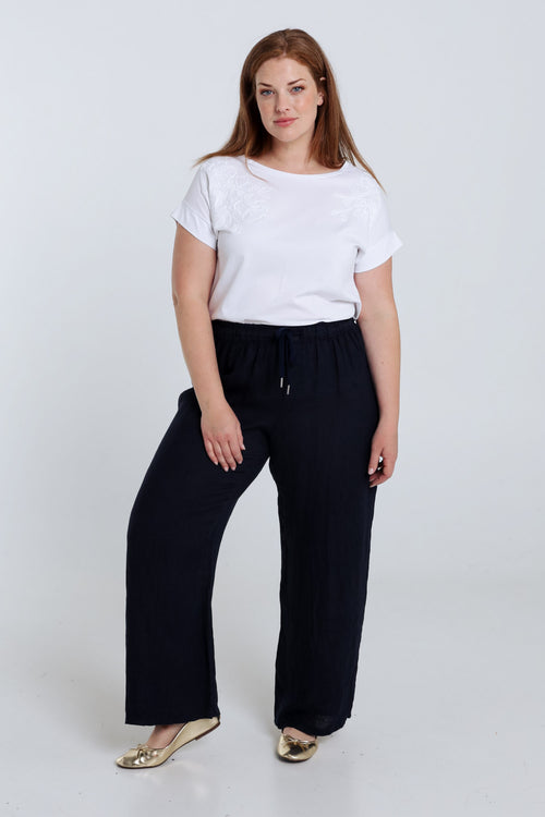 Effen linnen broek-Paprika-7