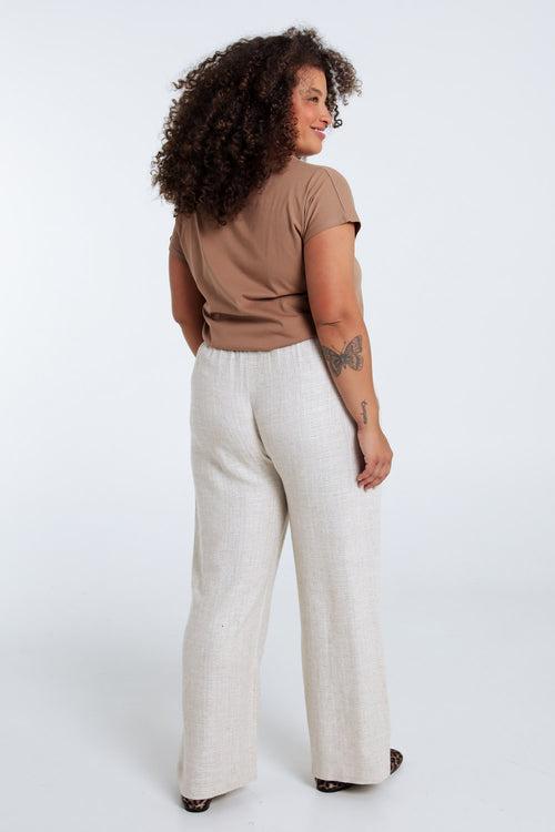 Effen katoenen T-shirt met folieprint en luipaardprint-Paprika-2