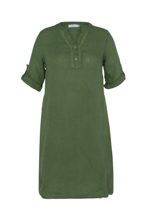 Effen linnen tuniek jurk-Paprika-10