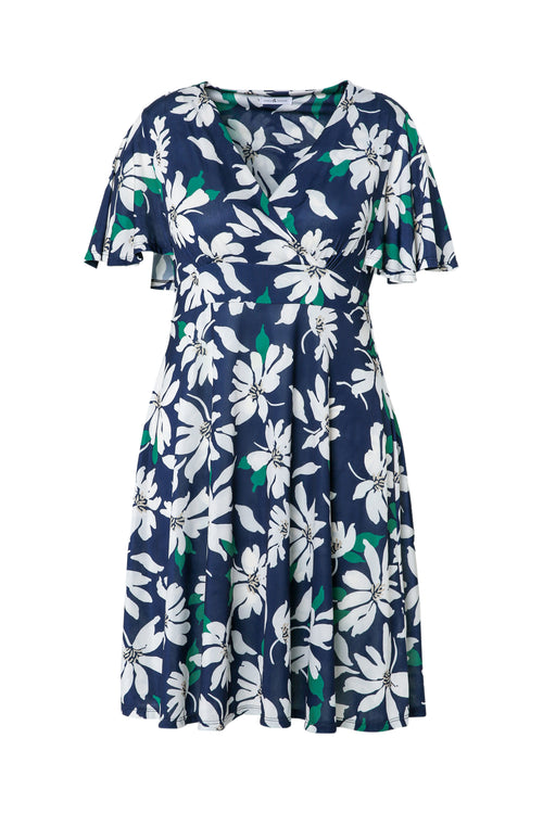 Robe mi-longue imprimé floral-Paprika-10