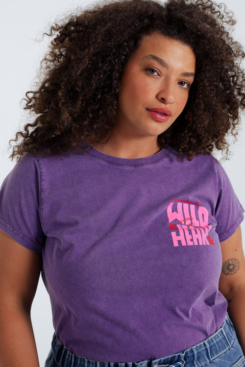 Katoenen T-shirt met de boodschap Wild heart-Paprika-6