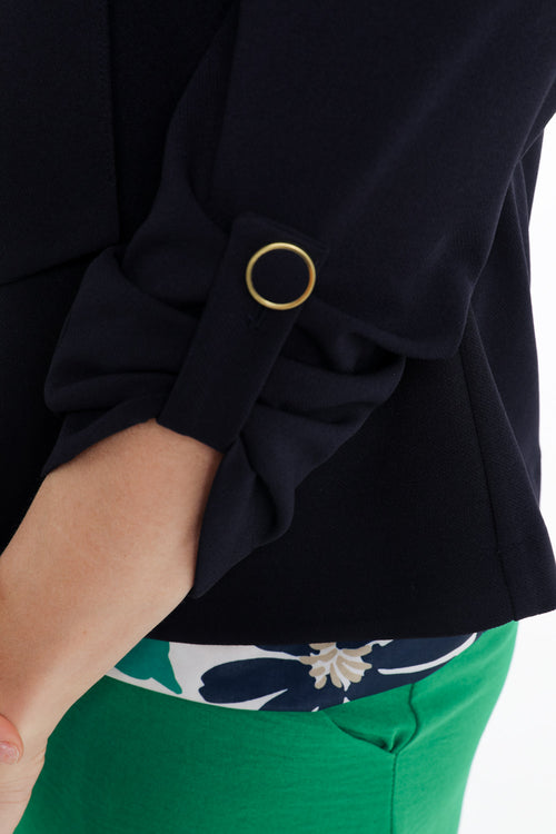 Kort, effen, open jasje met opstroopbare mouwen-Paprika-3