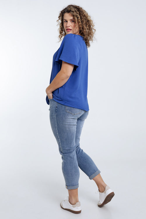 Effen blouse met lurex detail-Paprika-2