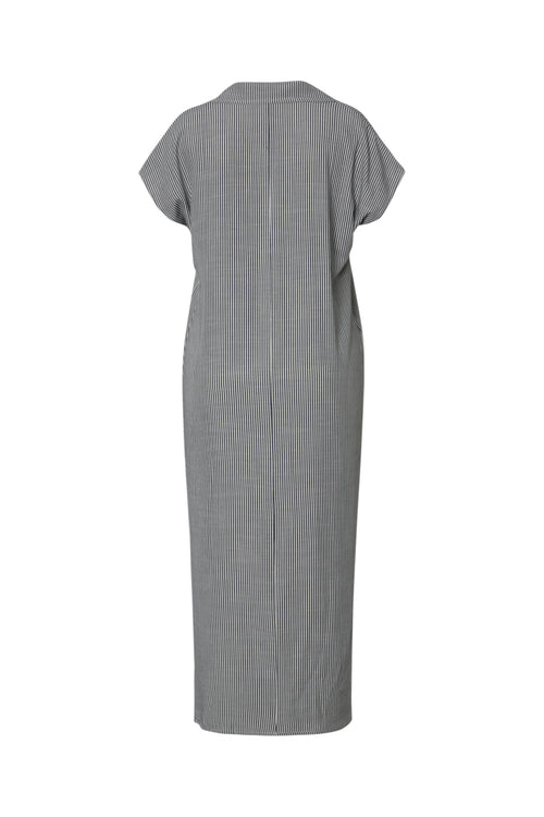 Robe longue en viscose à rayures-Paprika-11