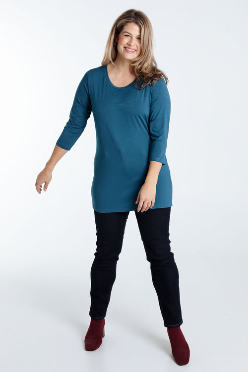 Basic effen viscose T-shirt-Paprika-7