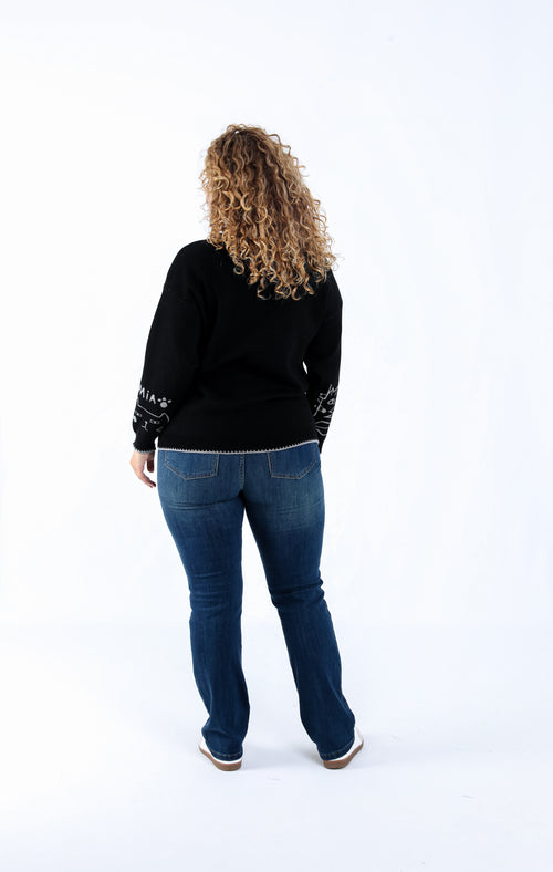 Trui met kattenprint-Paprika-2