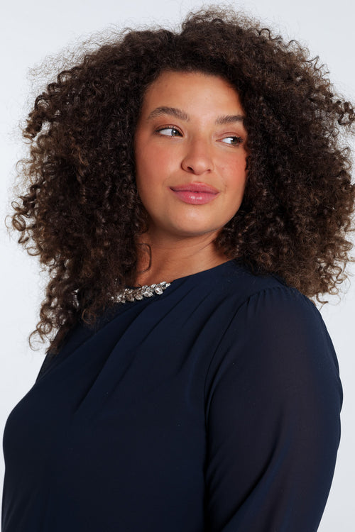 Effen blouse met sieraden-Paprika-6