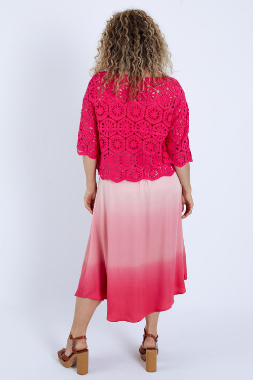 Middel lange rok van viscose tie&dye-Paprika-2