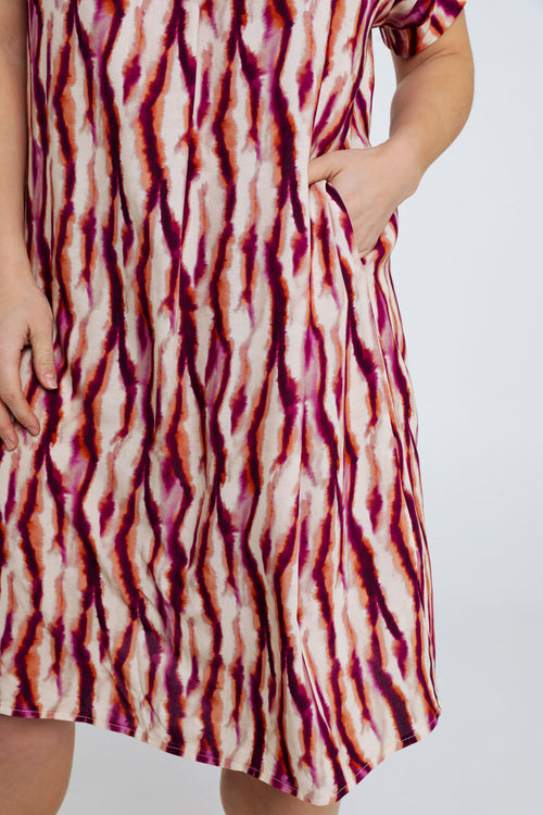 Jurk van viscose met etnische print-Paprika-6