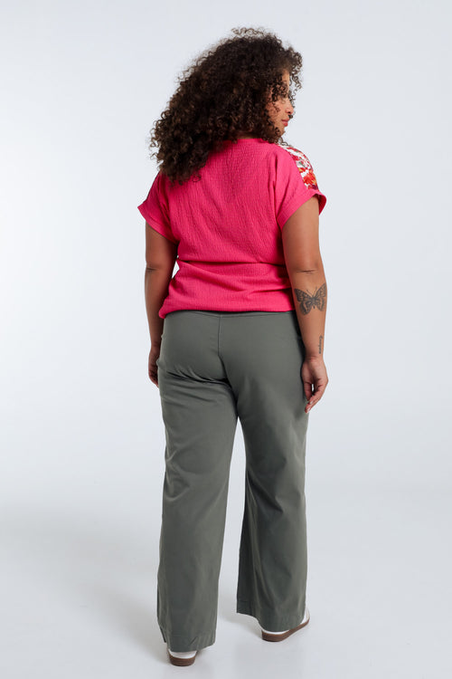 Effen brede chino broek-Paprika-2