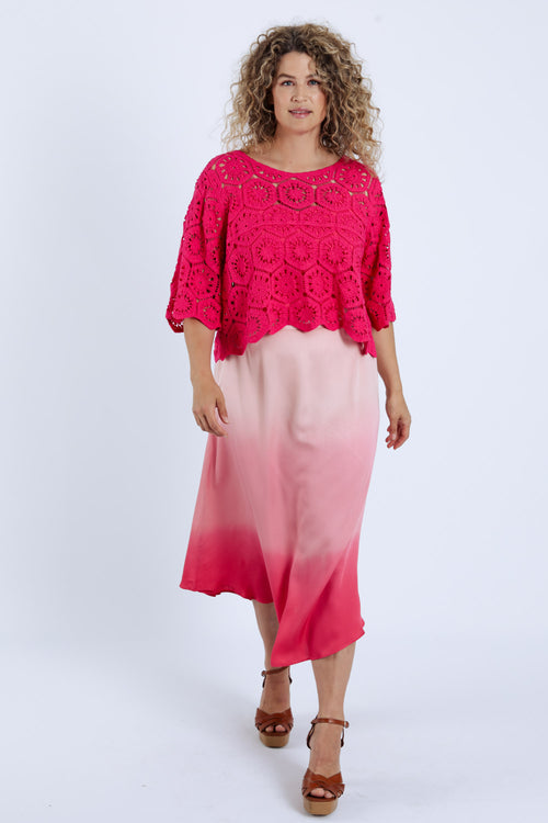 Middel lange rok van viscose tie&dye-Paprika-8