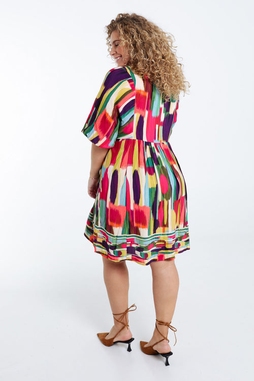 Jurk van viscose met grafische print-Paprika-2