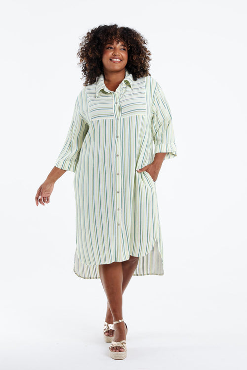 Gestreepte viscose jurk-Paprika-9