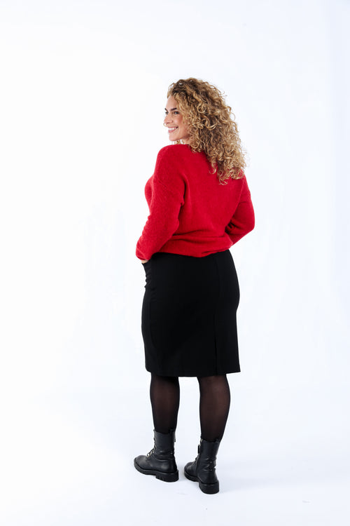 Jupe crayon en viscose unie-Paprika-3