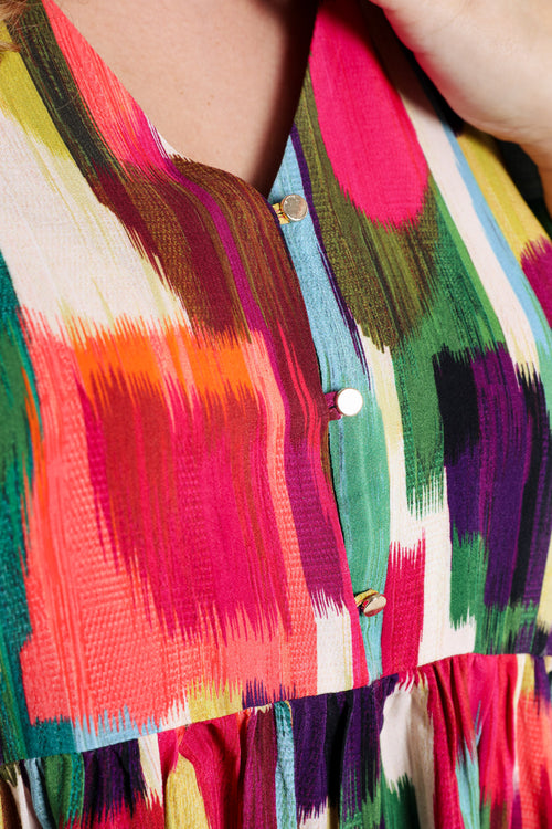 Jurk van viscose met grafische print-Paprika-4