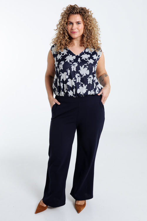 Tweedelige jumpsuit met bloemenprint en lurex-Paprika-1