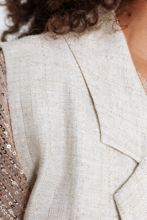 Gilet van viscose en lin met lurex-Paprika-6