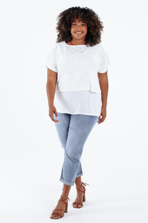 T-shirt 2 in 1 uni in geperforeerde stof-Paprika-8