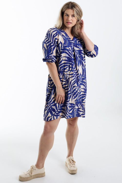 Jurk van viscose met bladenprint-Paprika-8