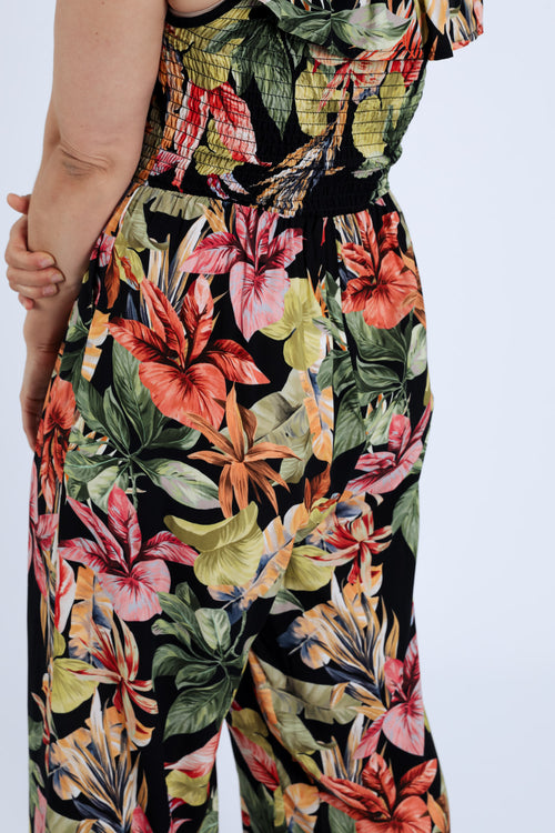 Overall van viscose met bloemenprint en ruffles-Paprika-6