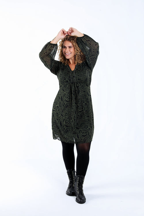 Robe courte imprimé folk-Paprika-7