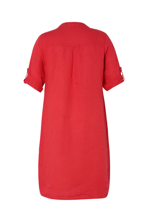 Effen linnen tuniek jurk-Paprika-11
