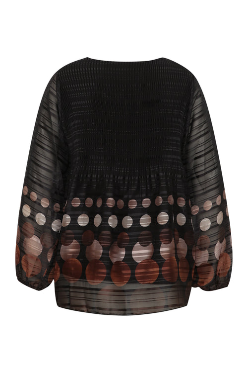 Plissé blouse met ronde print-Paprika-9