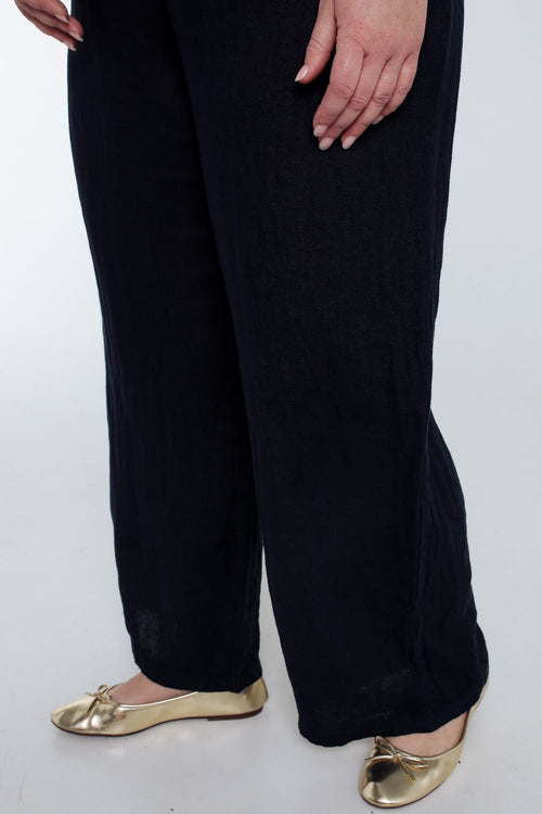 Effen linnen broek-Paprika-5