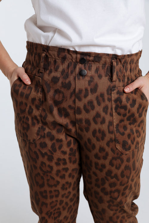 Katoenen broek met dierenprint-Paprika-4