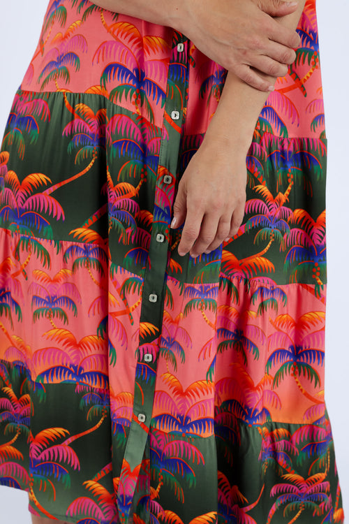 Robe en viscose imprimé palmiers-Paprika-6